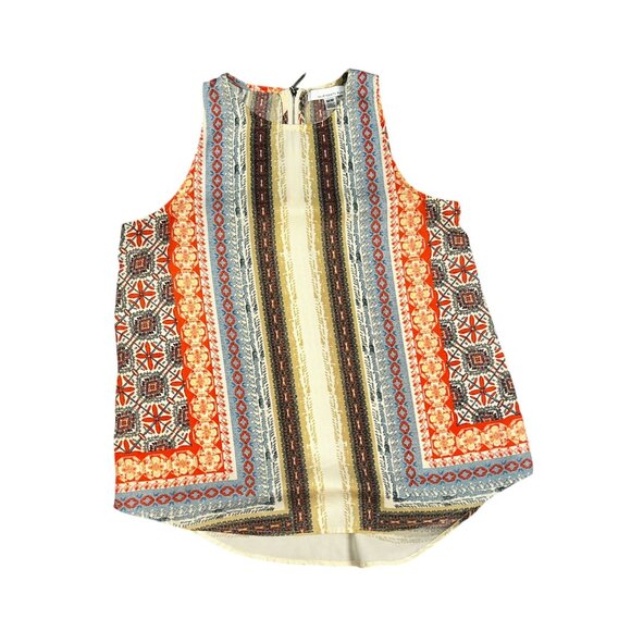 Fourteenth Place Womens Sleeveless Retro Print Blouse Size M Wanderlust Boho - Picture 1 of 8